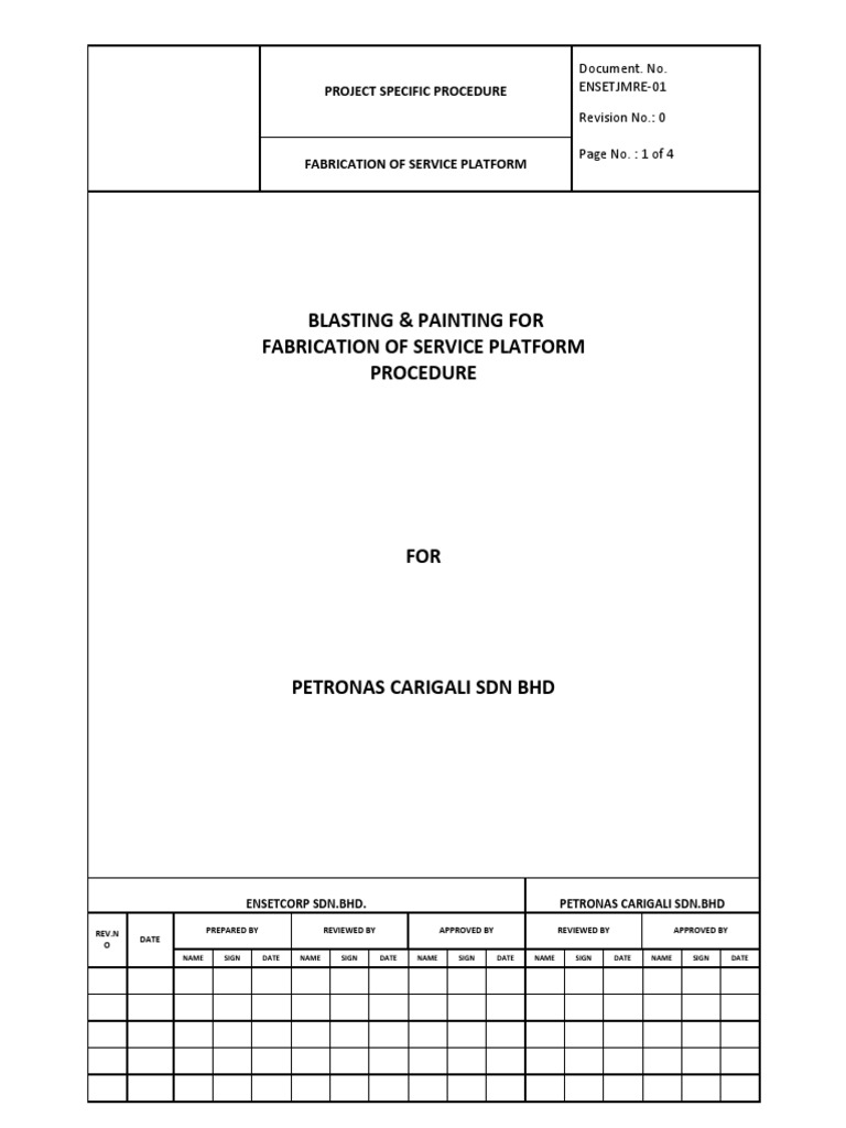 Blasting Painting Procedure PDF Abrasive Paint