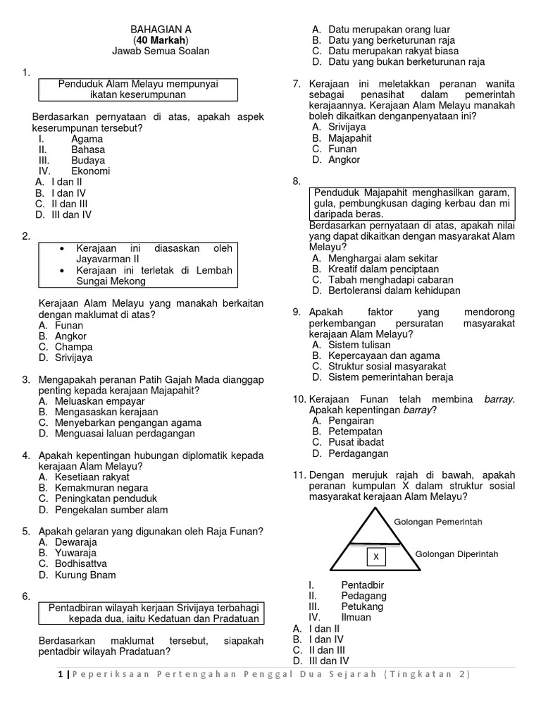 Format Soalan Matematik Tingkatan 2