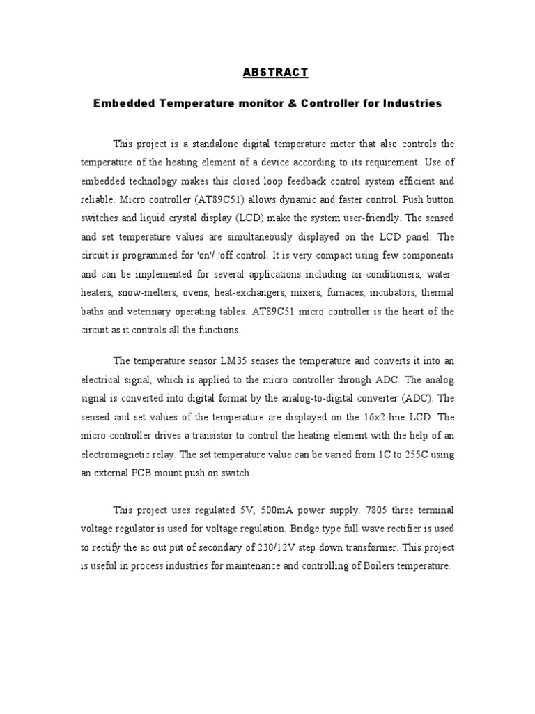 Temperature Monitor and Control Using Lm35 PDF Electronic Circuits