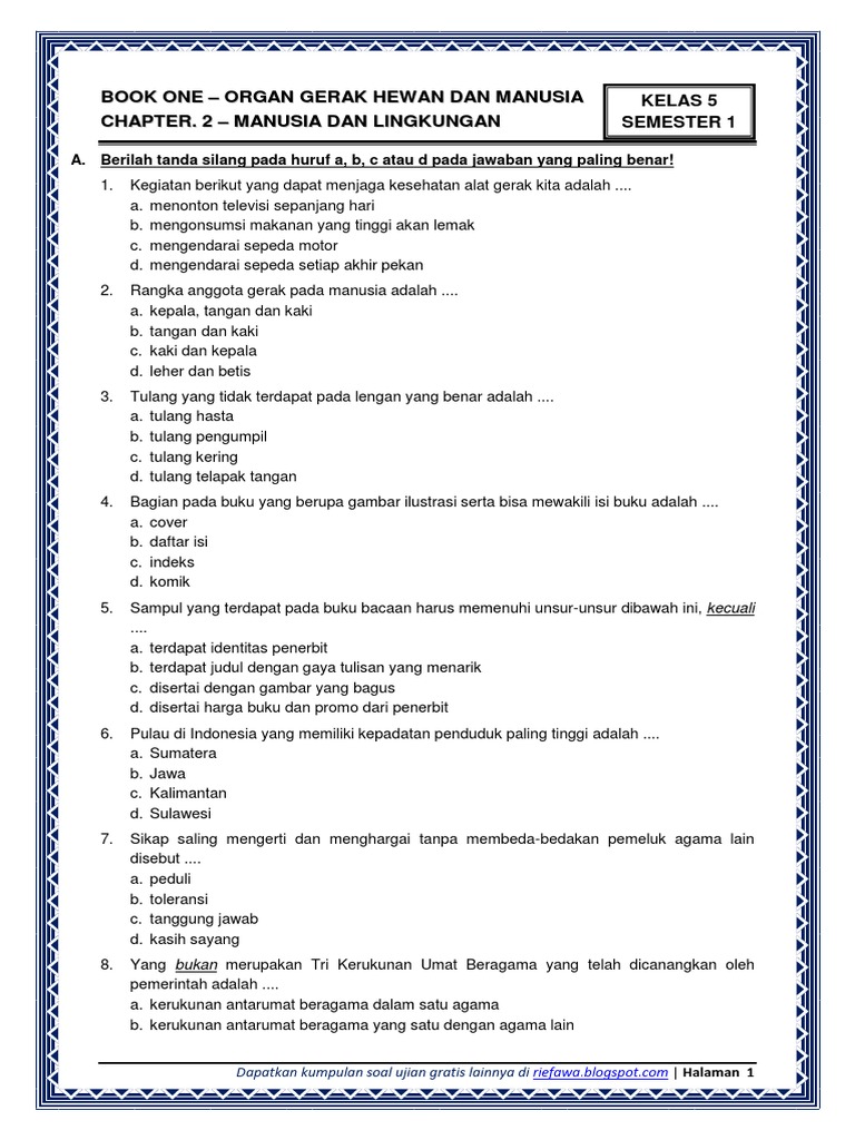 Soal Kls 5 Tema 1 Sub 3 Riyanpedia