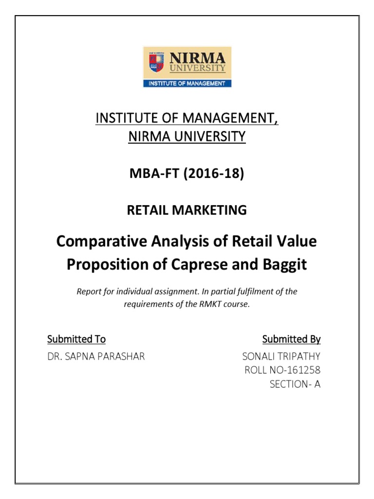 Caprese vs. Baggit: Retail Value Analysis | PDF | Retail | Luxury Goods
