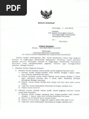 Edaran Bupati Tentang Pakaian Pegawai Honorer