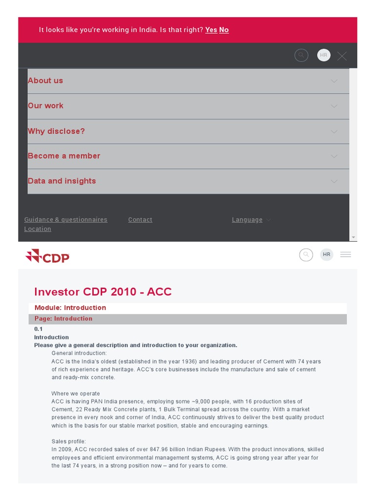 Investor CDP 2010 - ACC: About Us | PDF | Wind Power | Low Carbon Economy