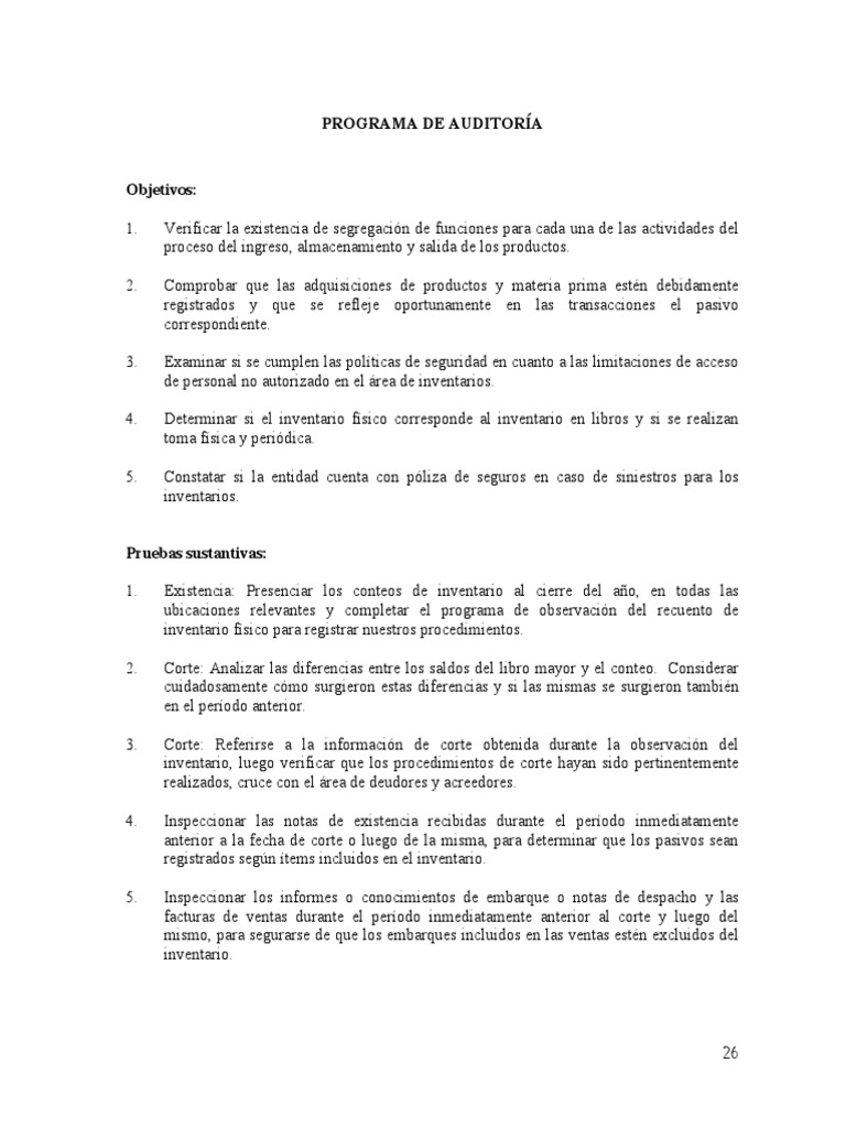 Programa de Auditoria | PDF | Inventario | Business