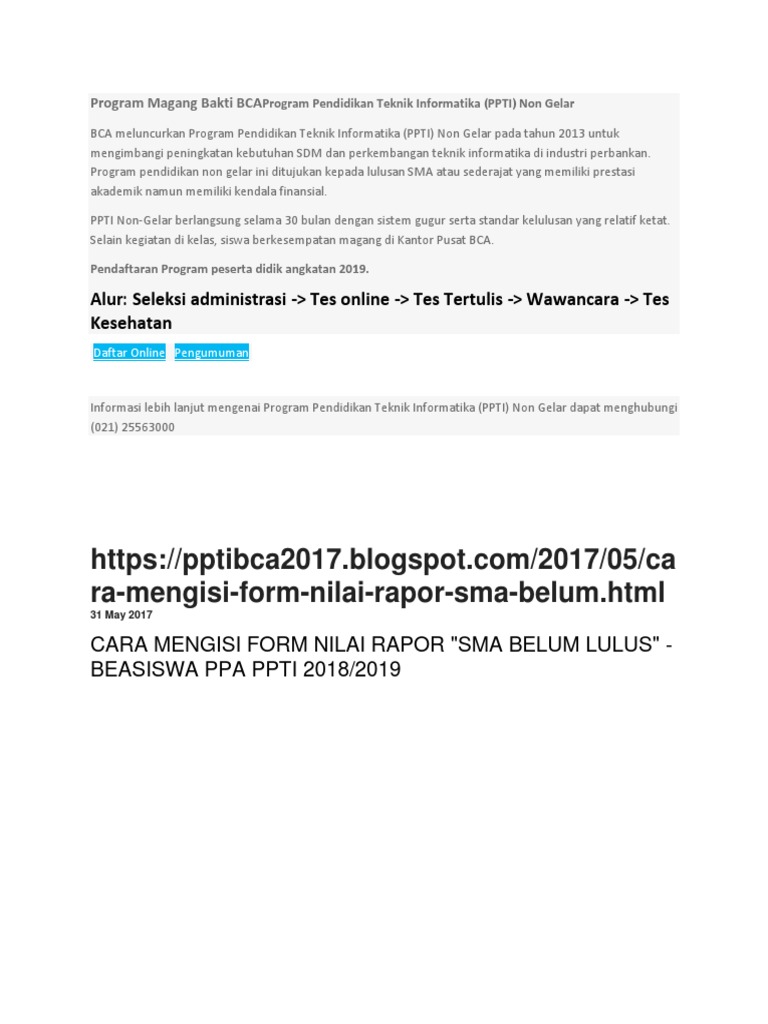 Contoh Soal Psikotes Magang Bakti Bca 2019