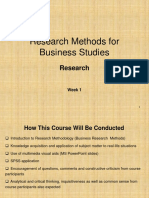 Research Methods for Business Studies: Week 1 Overview