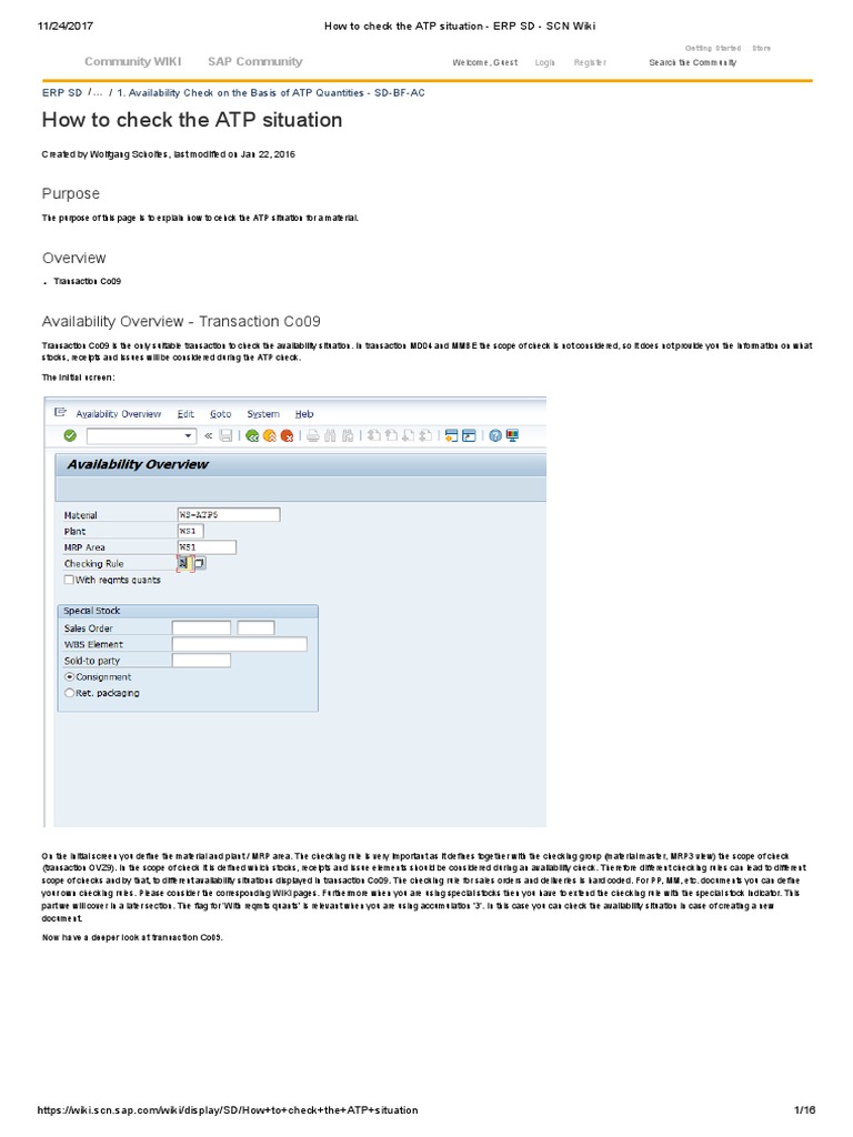 How To Check The ATP Situation - ERP SD - SCN Wiki PDF | PDF | Receipt ...