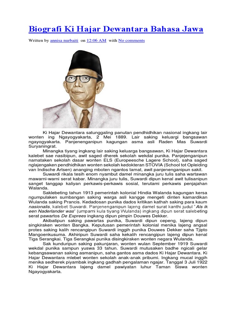 Biografi Ki Hajar Dewantara Bahasa Jawa | PDF
