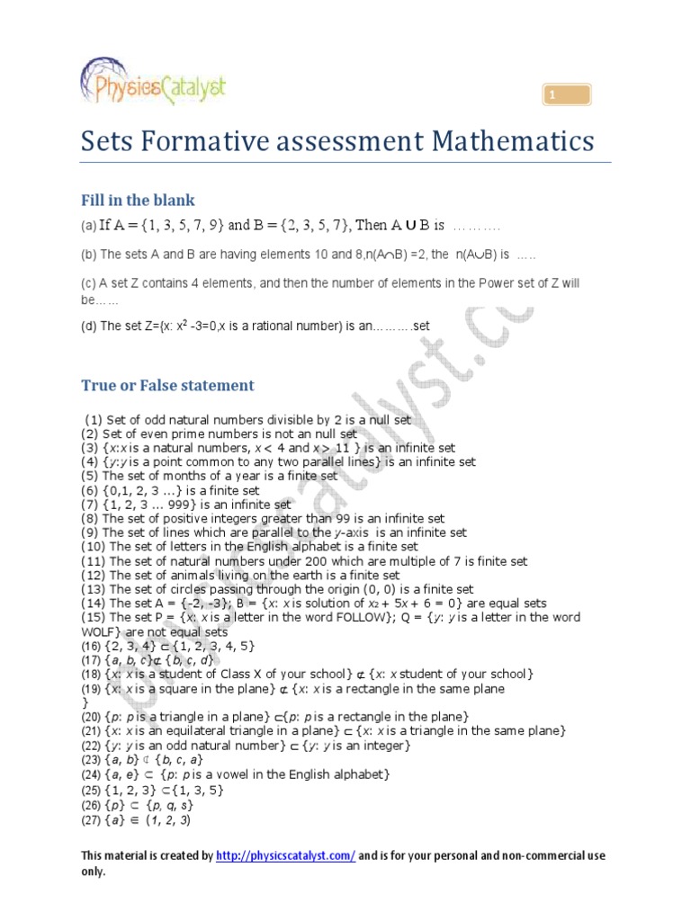 Sets Questions 1 | PDF | Discrete Mathematics | Abstract Algebra
