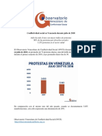 Conflictividad Social en Venezuela Julio 2018