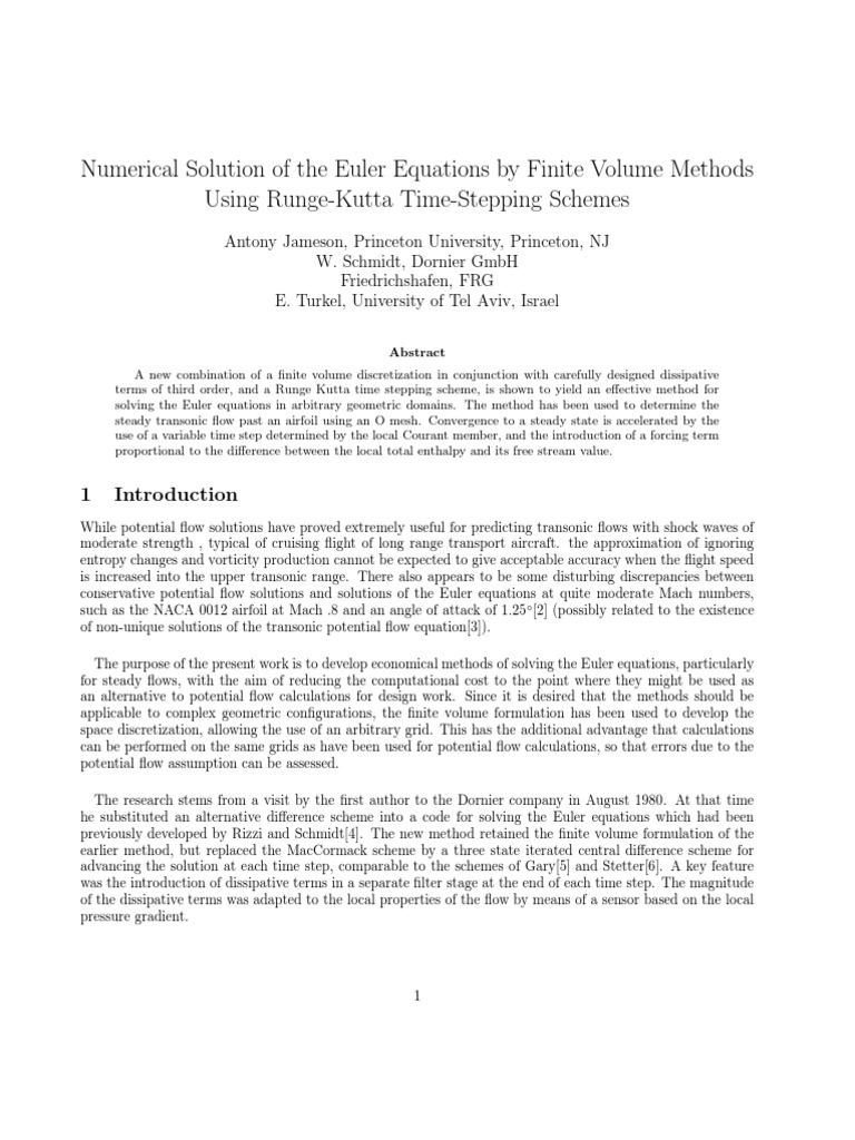 Numerical Solution of Euler Equation | PDF | Fluid Dynamics ...