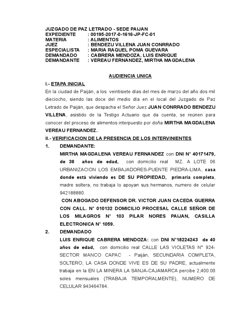 Acta de Audiencia | PDF | Justicia | Crimen y violencia