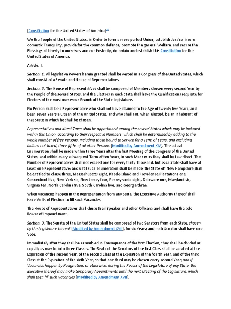 U.S. Constitution Overview and Structure | PDF | U.S. State | United ...