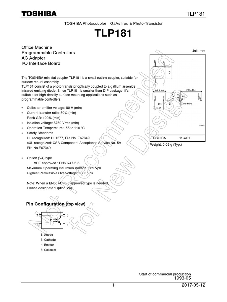 TLP181 Datasheet en 20170512 PDF Gallium Arsenide Reliability Engineering