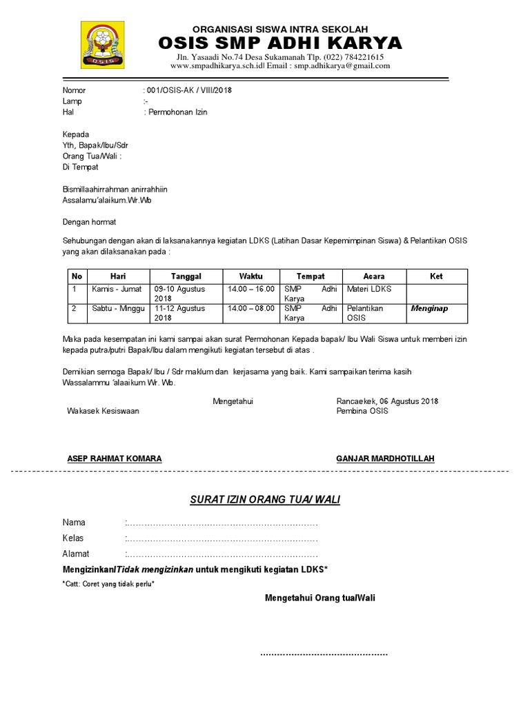 Surat Izin Orang Tua