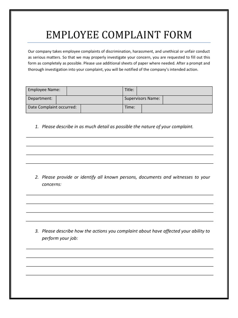 complaint forms