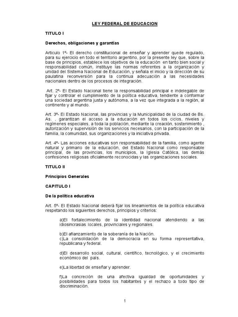Ley 24195 | PDF | Educación de la primera infancia | Federación