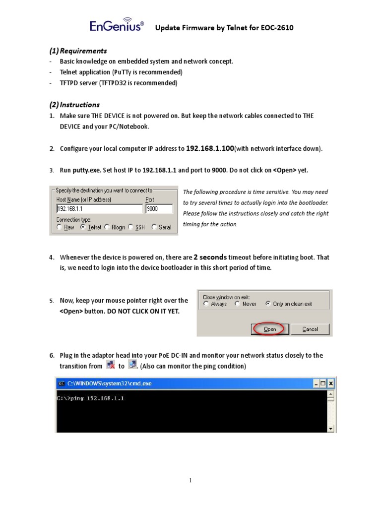 Telnet Firmware Update Guide | PDF | Booting | Computer Network