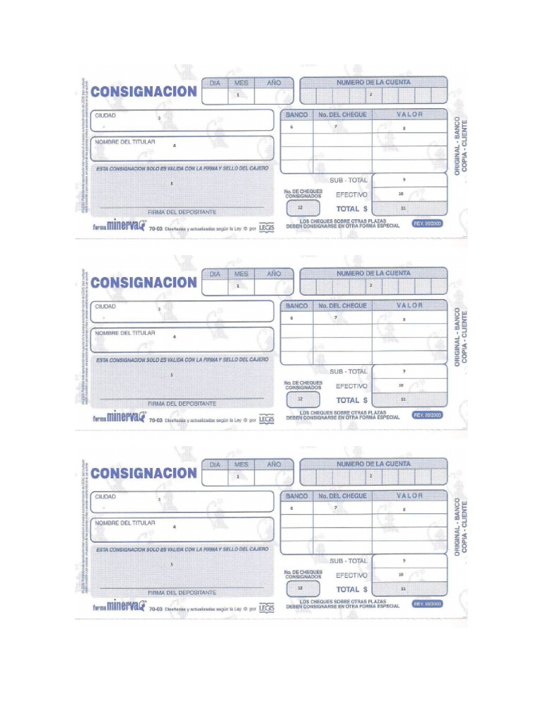 Recibo De Consignacion Bancaria O Comprobante De Deposito O Retiro
