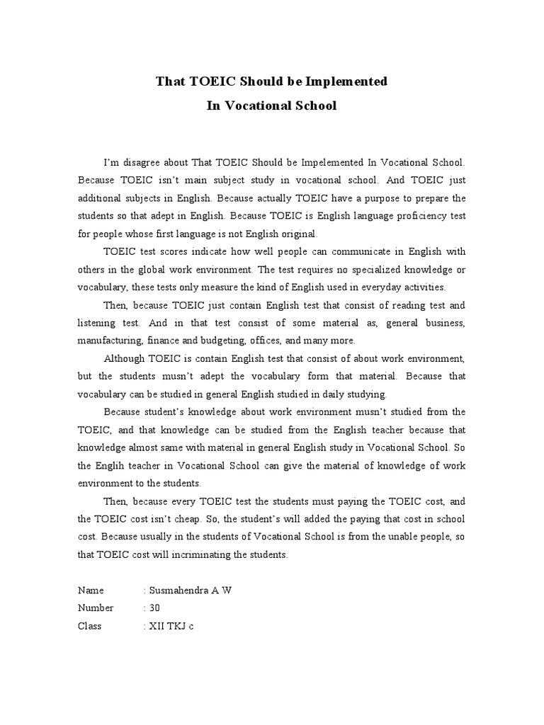 That TOEIC Should Be Implemented | PDF