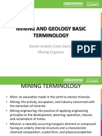 Mining and Geology Basic Terminology: Daniel Andrés Cotes García Mining Engineer