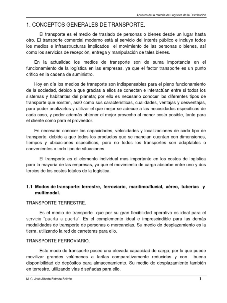 Modos de Transporte en Logística | PDF | Transporte ferroviario ...