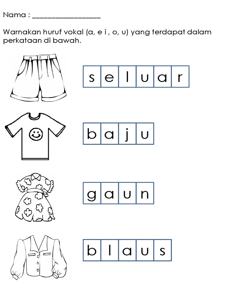 Lembaran Kerja Bm Huruf Vokal Pdf Pdf