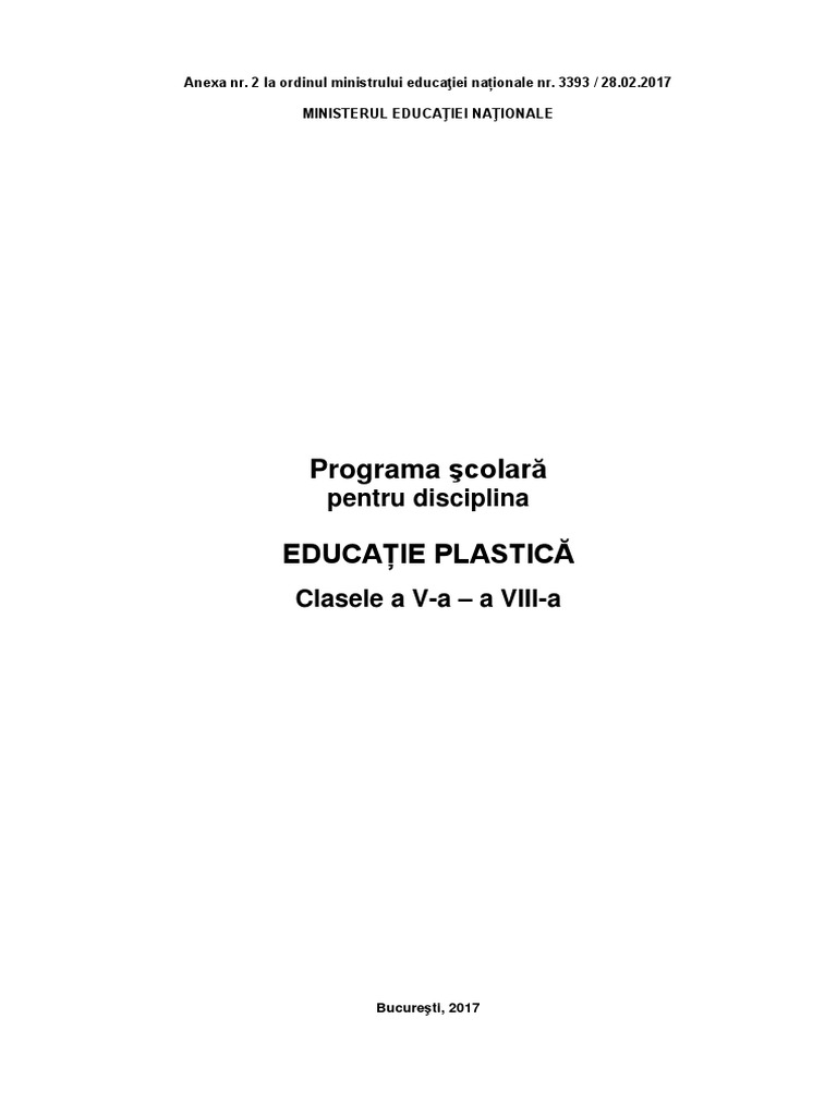 Educatie Plastica V Viii 27 Ii 2017 Pdf