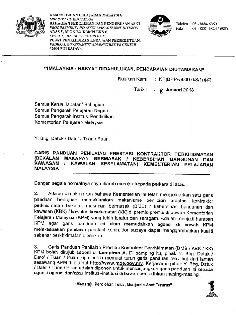 Garis Panduanpenilaian Prestasi Kontraktor Perkhidmatan Pdf Pdf