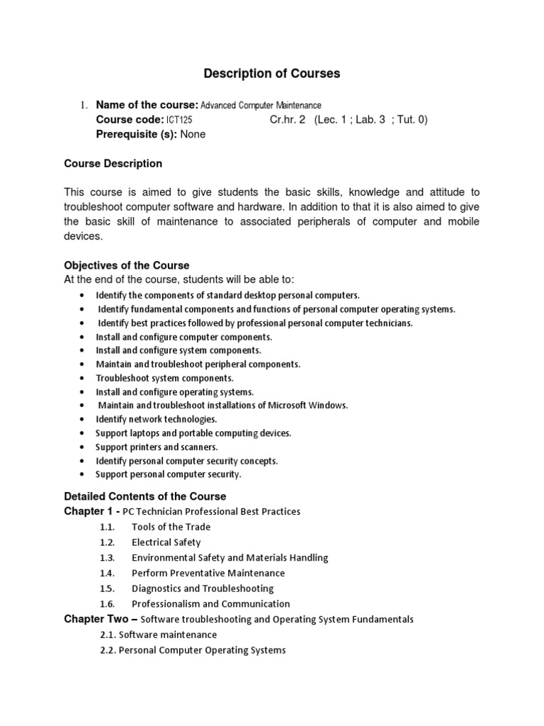 Description of Courses-ICT PDF | PDF | Computer Network | Websites
