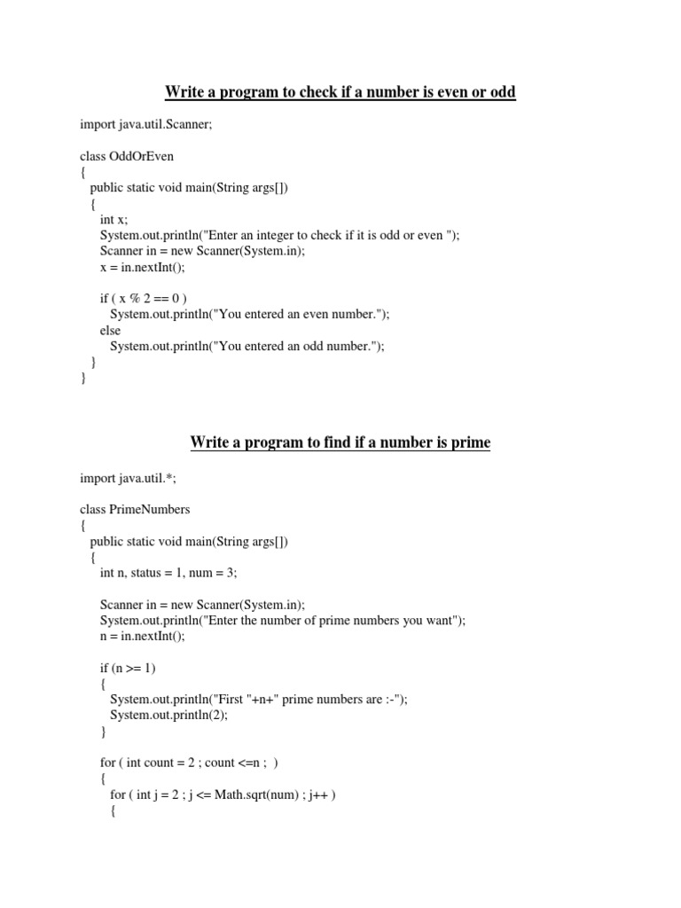 Write A Program To Check If A Number Is Even or Odd | PDF | C ...
