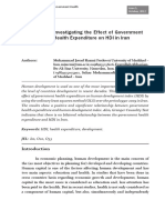 Investigating The Effect of Government Health Expenditure On HDI in Iran