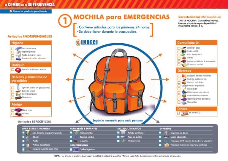 Lista de mochila de emergencia sale