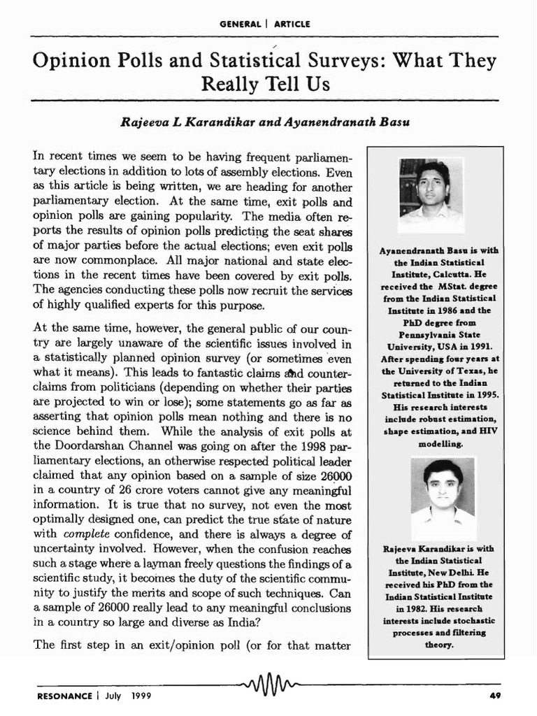 Understanding Opinion Polls in India | PDF | Opinion Poll | Randomness
