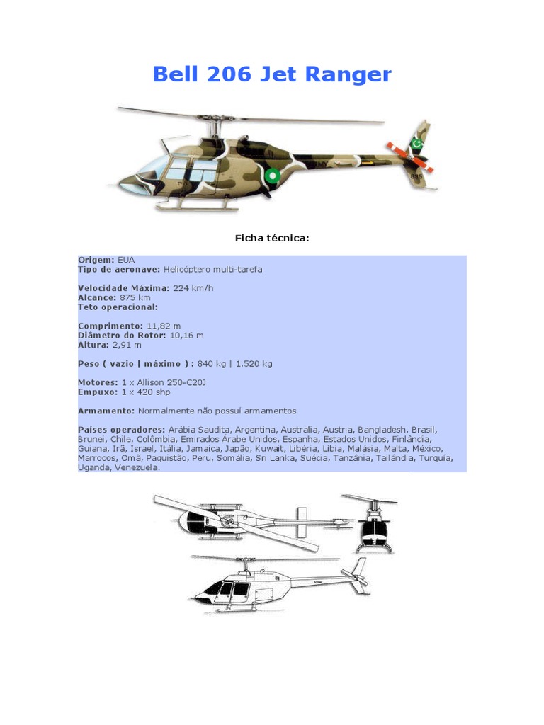 Especificações do Bell 206 Jet Ranger | PDF