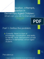 suicidal ideation attempts and completion in elementary aged children what can you do to intervene