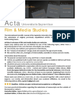 Acta Universitatis Sapientiae: Film and Media Studies