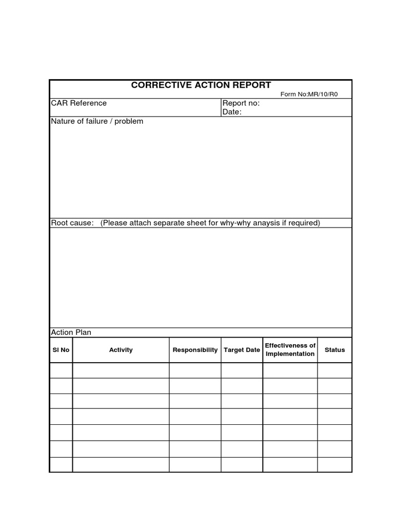Corrective Action Report Template | PDF