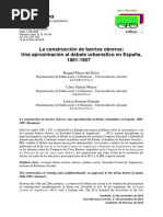 La Construcción de Barrios Obreros – Una Aproximación Al Debate Urbanístico en España 1881-1907