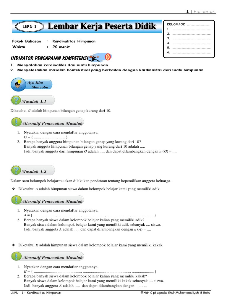 Lkpd Kardinalitas Himpunan