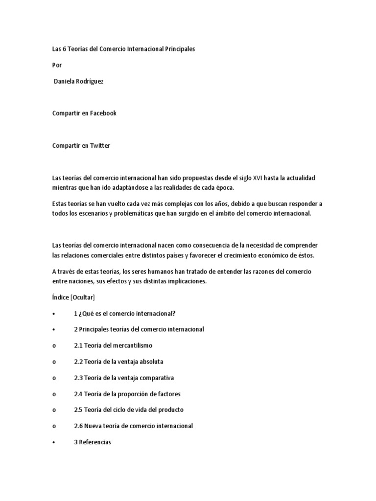 Principales Teorías del Comercio Internacional | PDF | El comercio ...