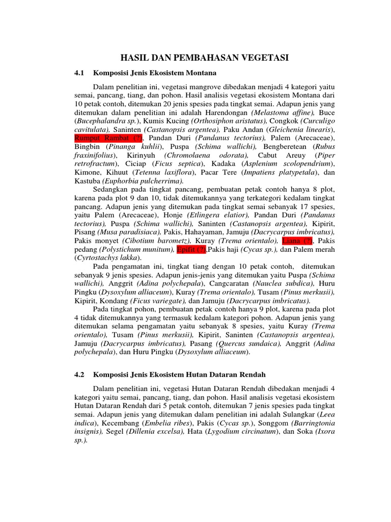 Indeks Nilai Penting Vegetasi Mangrove | PDF