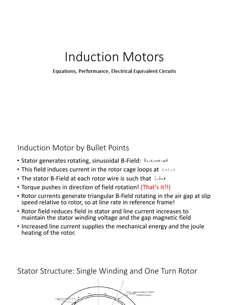 Induction Motor Performance and Equations | PDF | Electromagnetic ...