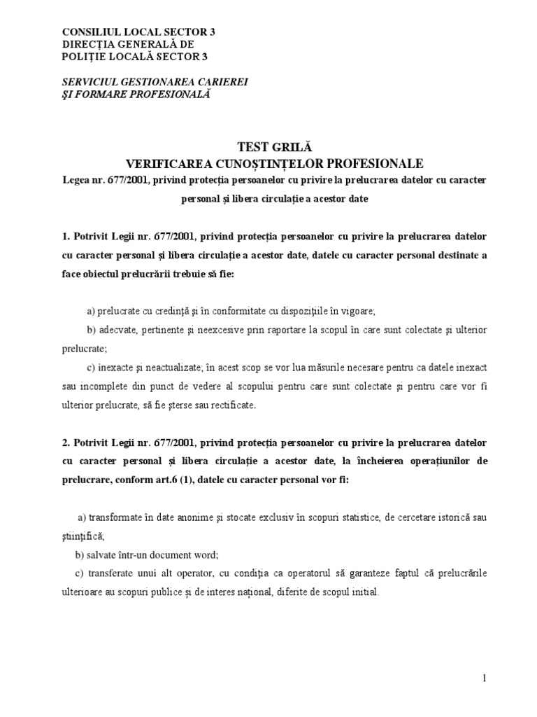 Grila Legea 677 2001 Pdf