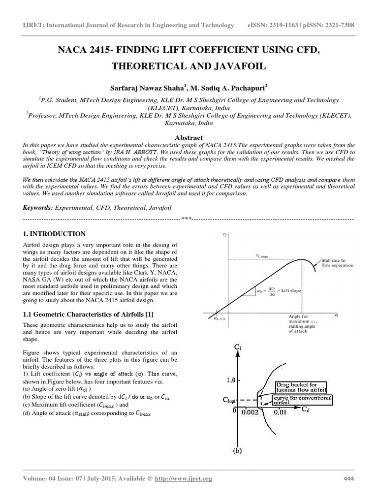 Naca 2415 PDF | PDF | Airfoil | Lift (Force)