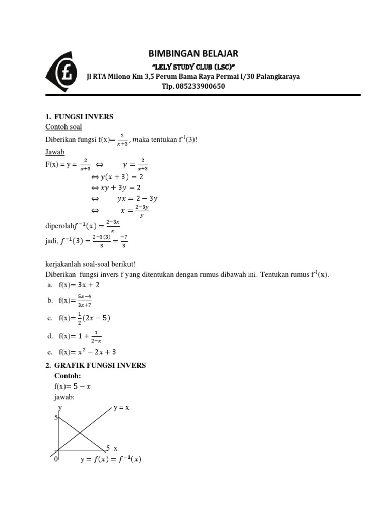 Ilmu Pengetahuan Populer 1 Contoh Soal Invers