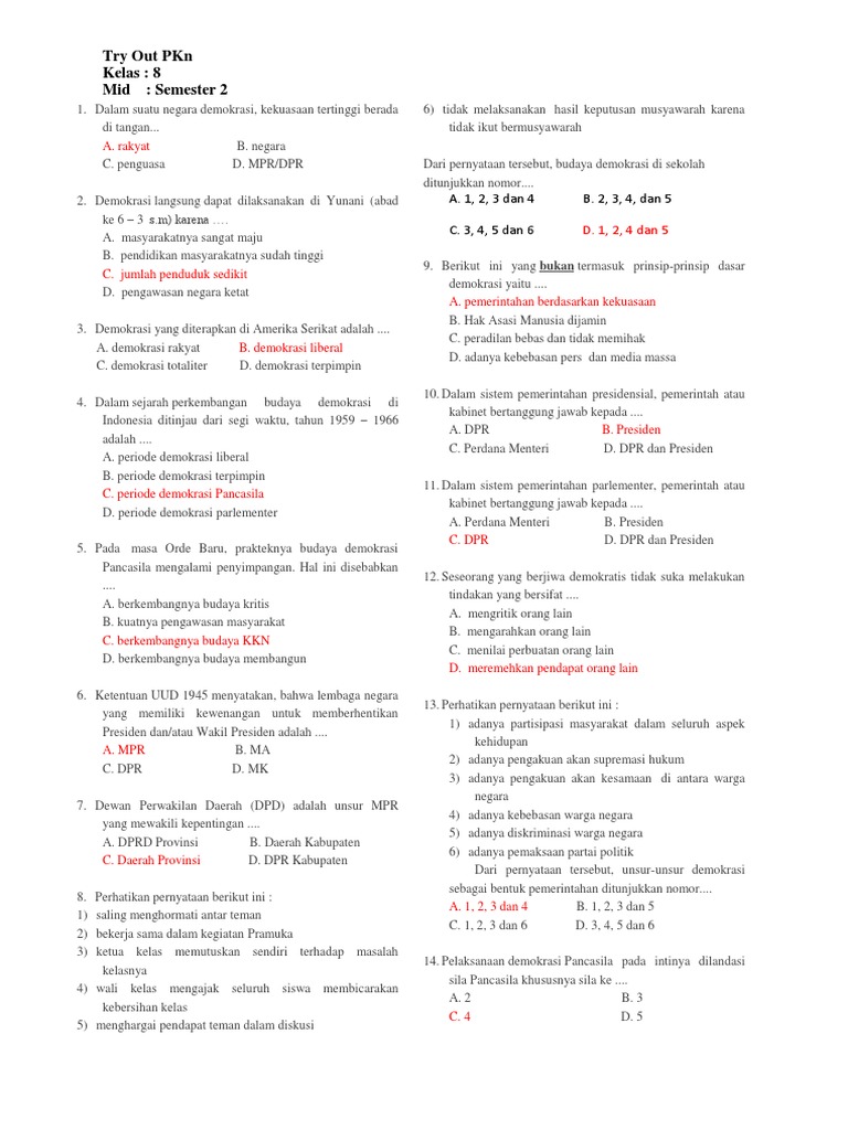 Soal Pkn Kelas8 Uts Sms2