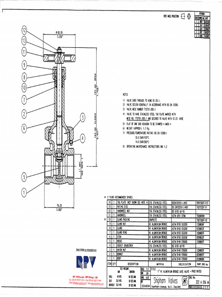 PN32 Gate Valve Specifications | PDF | Valve | Hydraulics