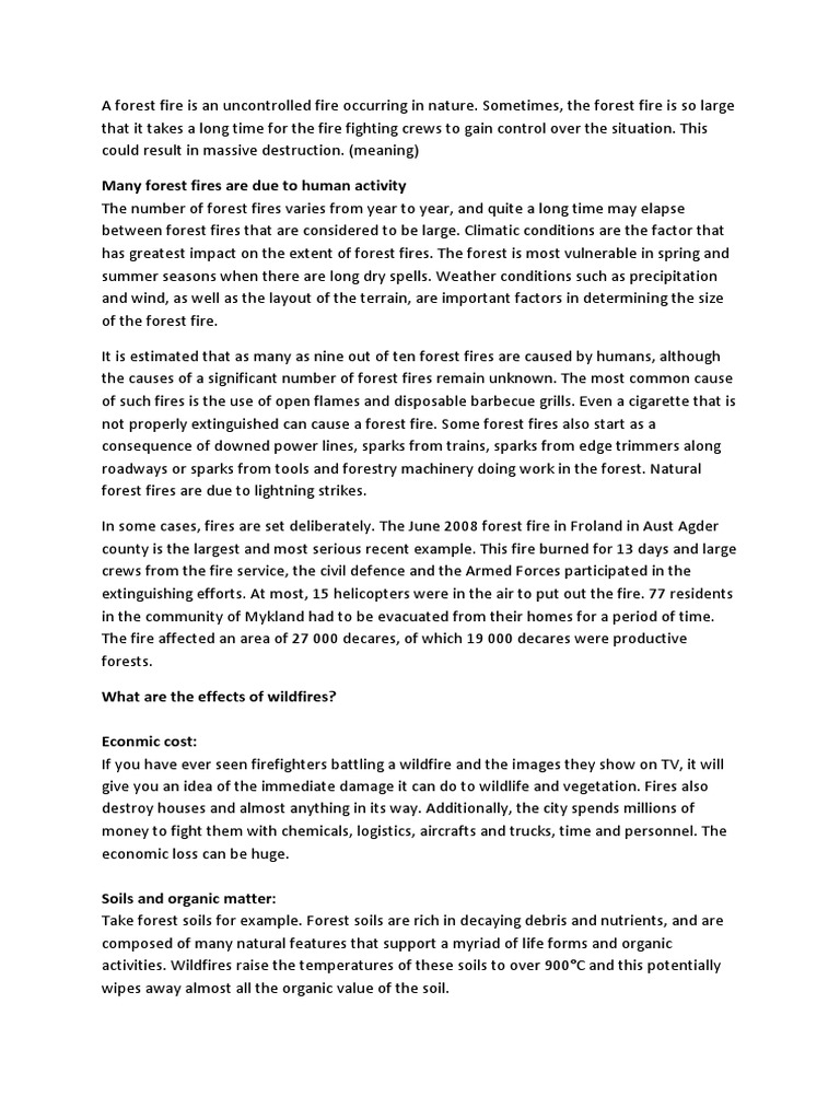 A Forest Fire Odod Pdf Wildfire Fires