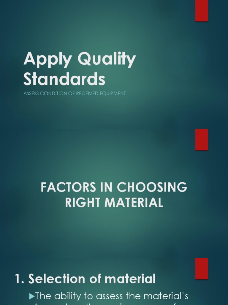 Assessment of Received Equipment Quality | PDF | Reliability ...